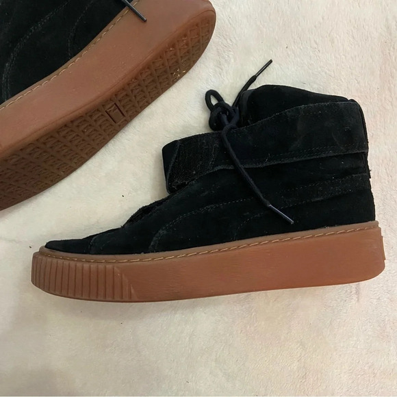 Puma Platform Mid OW Strap Leather Lace Up Black Trainers Size 7 - Picture 10 of 10